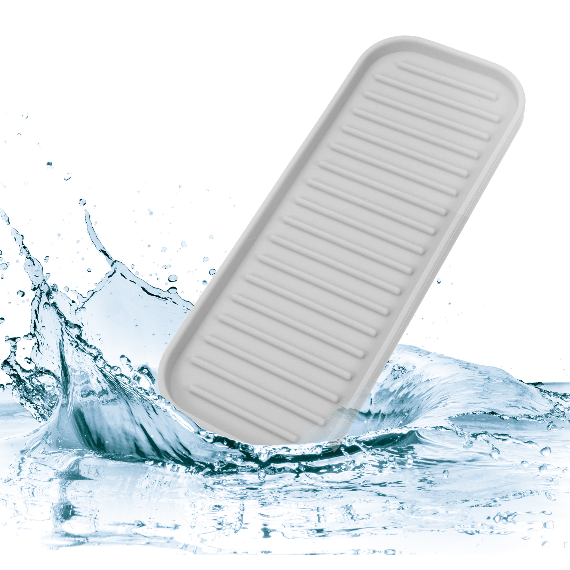 Unique Bargains Soap Dish Keep Soap Dry for Bathroom Kitchen Silicone Light Gray 23x9cm