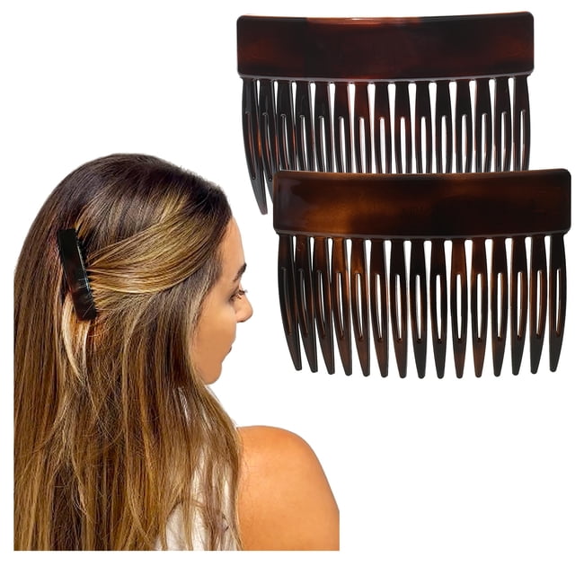 Camila Paris CP2942 - Peine lateral para el pelo francés, carcasa de tortuga pequeña de 3 pulgadas, peines flexibles y duraderos para el pelo de celulosa, clips de pelo para muje