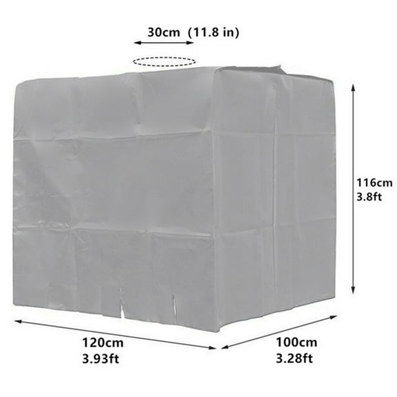 Sufanic IBC Tote Cover for 1000L Outdoor 275 Gallon Rain Barrel 210D Waterproof Water Tank Protective Cover,Gray,48x40x46.4inch