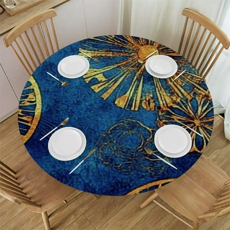 

Autua Circles Flowers Round Tablecloth Stain-Resistant Washable for Indoor Outdoor Ideal for Restaurants Weddings Parties Waterproof for Picnic Camping and Kitchen Dining Party 38 -42