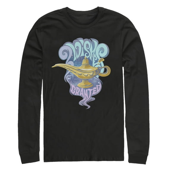 Men's Aladdin Vintage 3 Wishes  Long Sleeve Shirt Black 2X Large