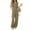 Army green, variant on Women Office 2 Piece Outfits V Neck Crop Vest Blazer and Wide Leg Suit Pants Sets