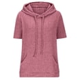 thumbnail image 5 of Camisas de Manga Larga de las Mujeres, Suelto Casual Color Sólido, Camisa de Manga Corta con Capucha con Bolsillos, 5 of 5