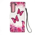 thumbnail image 4 of SaniMore Magnetic Flip Wallet Case for Samsung Galaxy S22 6.1", RFID Blocking Card Holder Painted Pattern PU Leather Cover with Kickstand & Wrist Strap Shockproof Protective Shell, Rose Butterfly, 4 of 6