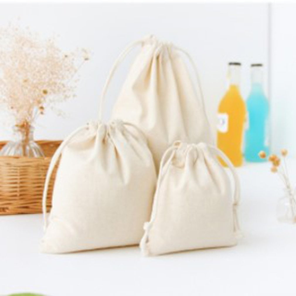 small linen drawstring bolsas
