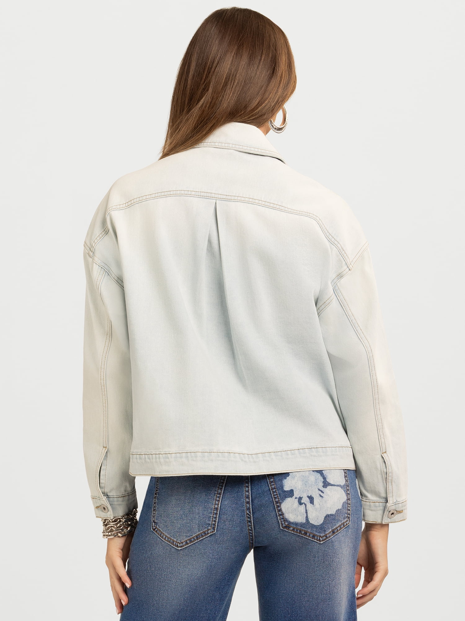 Jessica Simpson Women's Swing Denim Jacket with Back Pleat, Sizes XS-XL