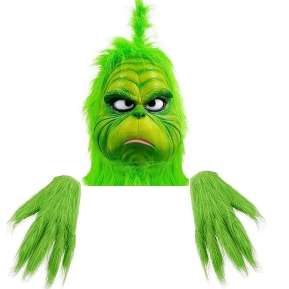 Christmas Cosplay Mask, Christmas Costume Latex Mask Adult ,Green Halloween Cosplay Mask