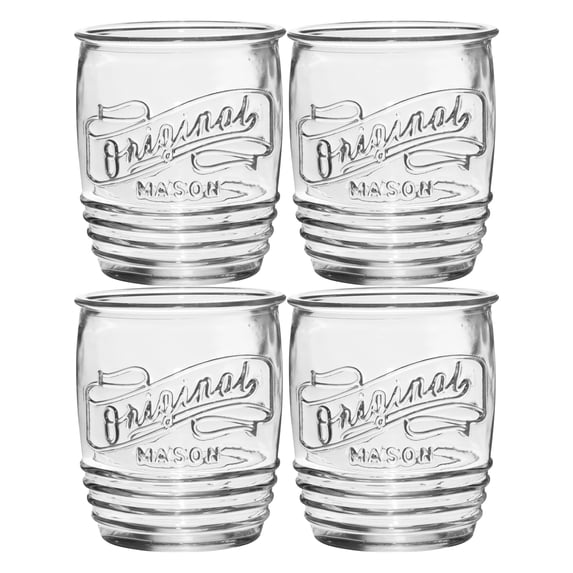 Home Essentials 3942 Original Mason Glass Set of 4 DOF Glassware 13oz