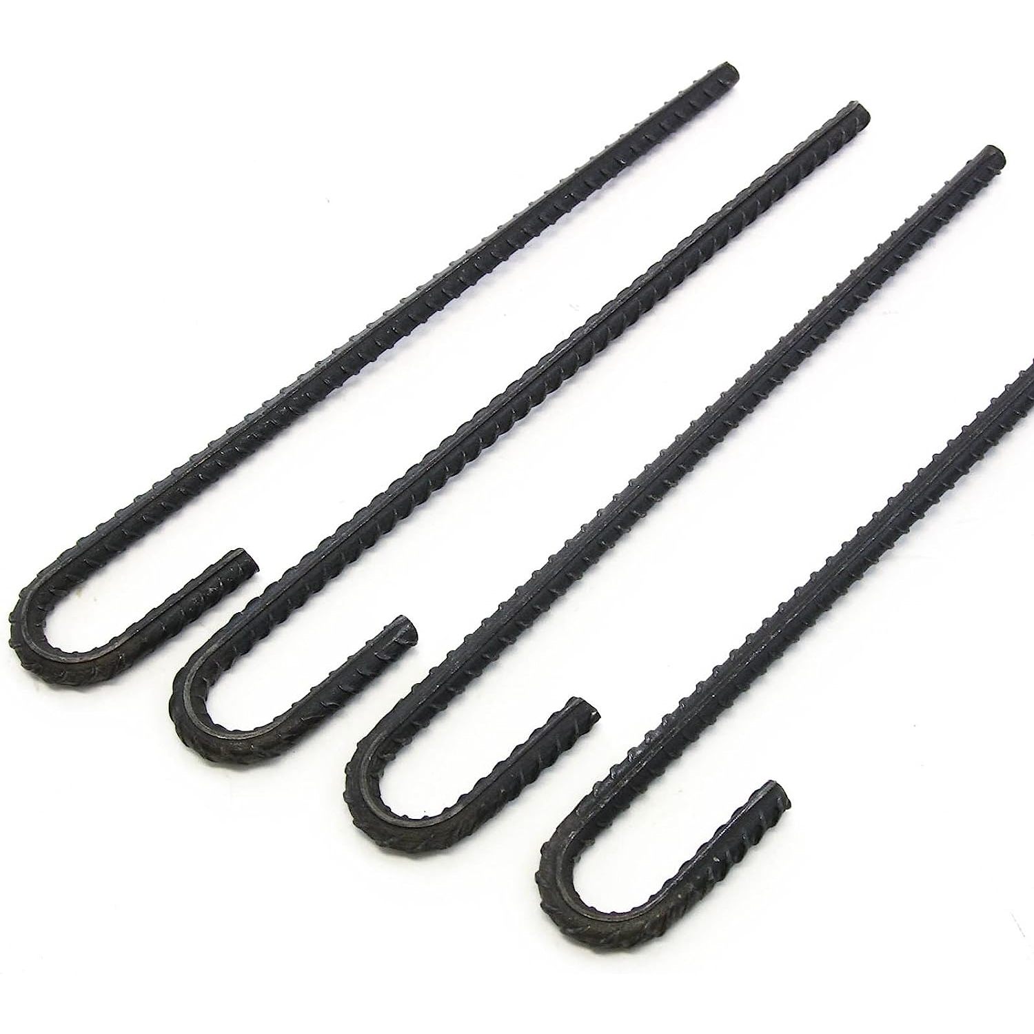 4 Steel Rebar Ground Stakes J Hook Heavy Duty 12 Inches Deer Fence Hard