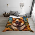 thumbnail image 6 of KLL Artistic Sunflower Corgi Print Fleece Throw Blanket, Horizontal Fleece Bedding Cute Soft Blankets Comfy Fleece Flannel Plush Home Decor for Couch & Bed -60"x50", 6 of 9