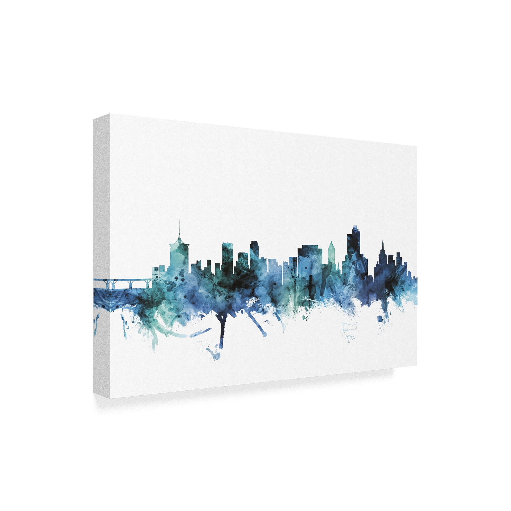 Trademark Fine Art 'Tulsa Oklahoma Blue Teal Skyline' Canvas Art by Michael Tompsett