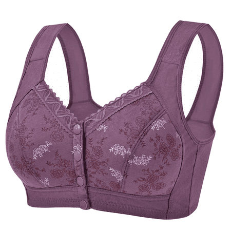 Fulorrnie Bras for Women Maternity No Underwire Push Up Supportive Front Closure Seamless Comfort Bra Purple 44