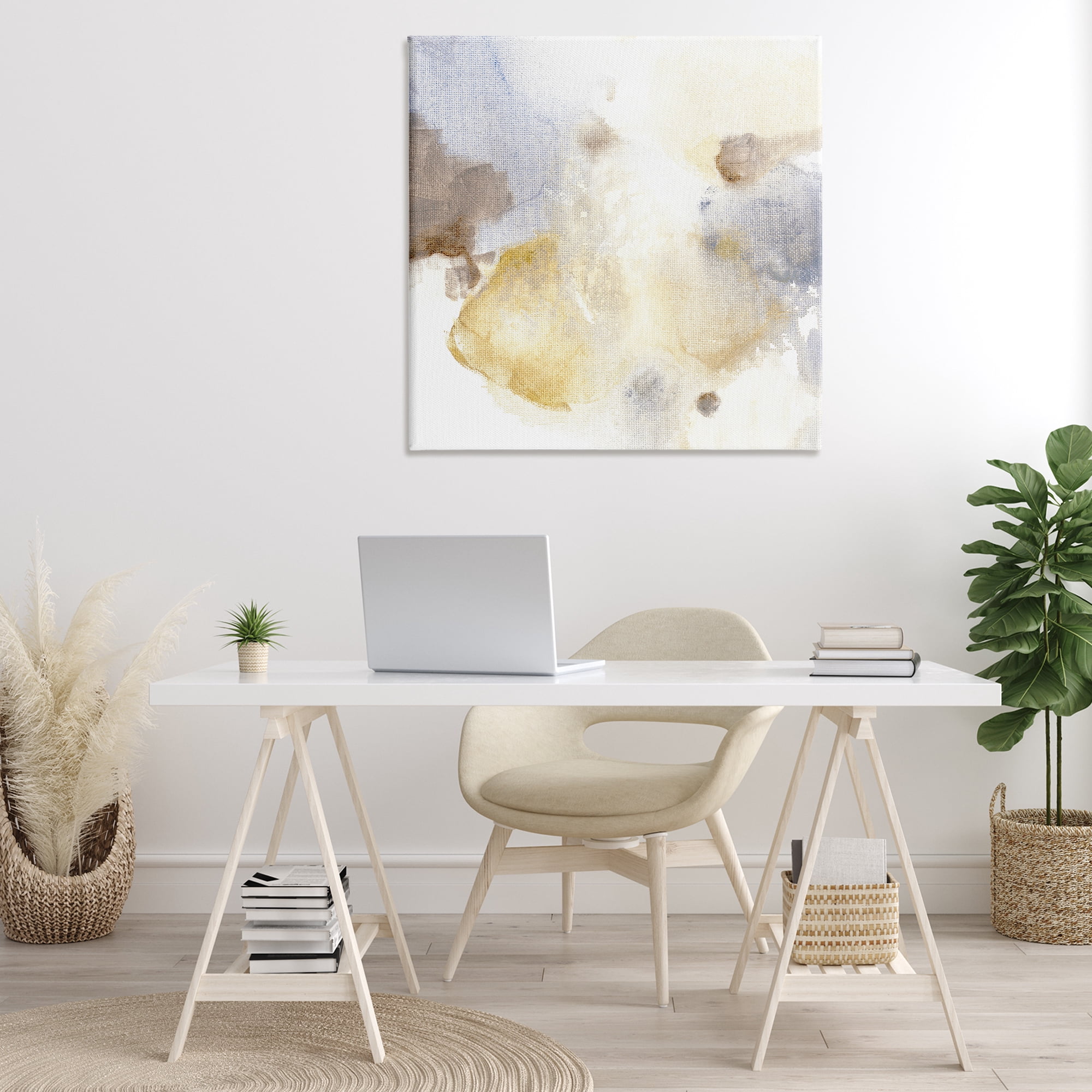 Stupell Industries Subtle Cloudy Abstract Abstract Painting Gallery Wrapped Canvas Art Print Wall Art, 36 x 36