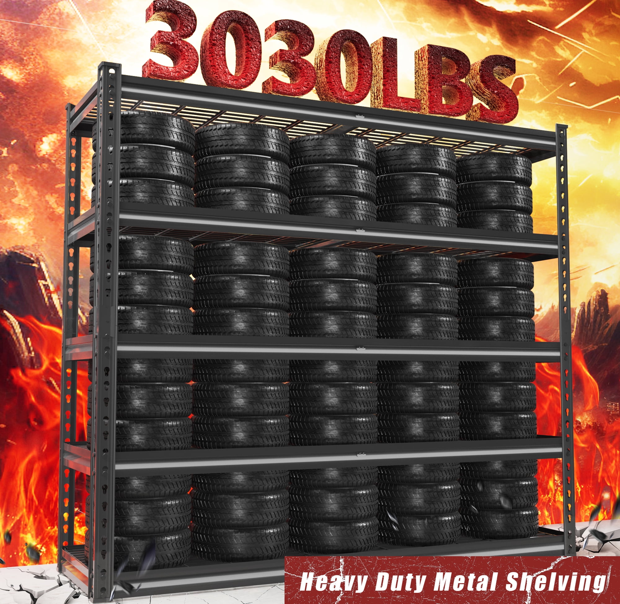 VDEVY 48" W Garage Shelving Unit Heavy Duty Storage Shelves 5-Tier Metal Shelves for Pantry Industrial Shelf