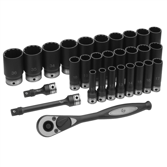 Grey Pneumatic 1/2" Drive 29 Piece Metric Deep Duo-Socket Set - 12 Point