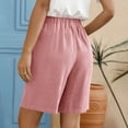 thumbnail image 4 of RYRJJ Women's Wide Leg Bermuda Shorts High Waist Adjustable Belted Loose Summer Lounge Long Shorts with Pockets(Pink,S), 4 of 8