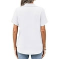 thumbnail image 5 of Olyvenn Womens Button Down Shirts Short Sleeve Loose Collared V Neck Tunics Summer Linen Tops Work Casual Business Blouses White S, 5 of 5