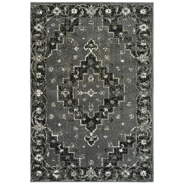 LR Home INFIN81310TIB5272 Infinity Geometric Oriental Indoor Area Rug, Titanium & Black - 5 2 x 7 ft. 2 in.