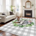 thumbnail image 2 of 5x7 Area Rugs for Living Room, Grey Easter Non Slip Area Rugs for Kitchen Bedroom Entryway, Spring Watercolor Bunny Flower Leaf Plaid Washable Carpet Runner Rug Floor Mats for Bedroom Home Decor, 2 of 8
