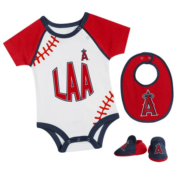 Newborn & Infant Los Angeles Angels Tied Up Bodysuit, Bib & Bootie Set