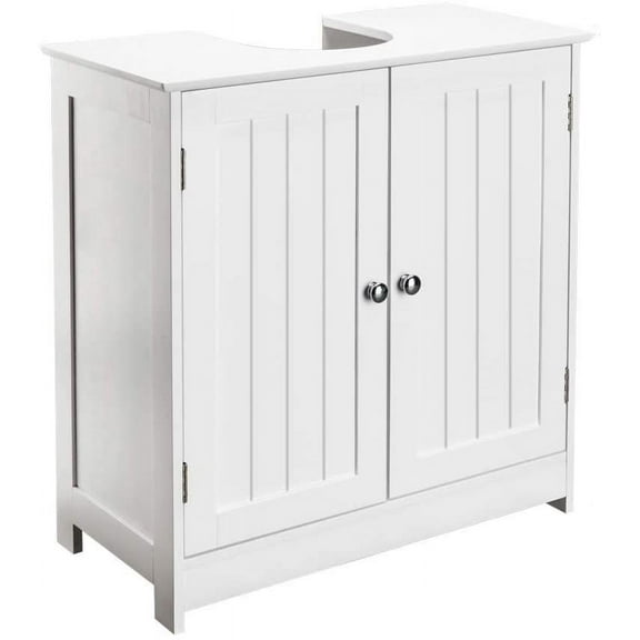 Ktaxon Bathroom Vanity Cabinet Under Sink Space Saver with Double Doors and Adjustable Shelves, White(Pedestal Sink)