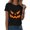 Black, variant on Women Jack O Lantern Pumpkin Face Tshirt Halloween Classic Carved Pumpkin Graphic Short Sleeve Burgundy Red Tee Spooky Season Party Tops for Women Grey for Size S