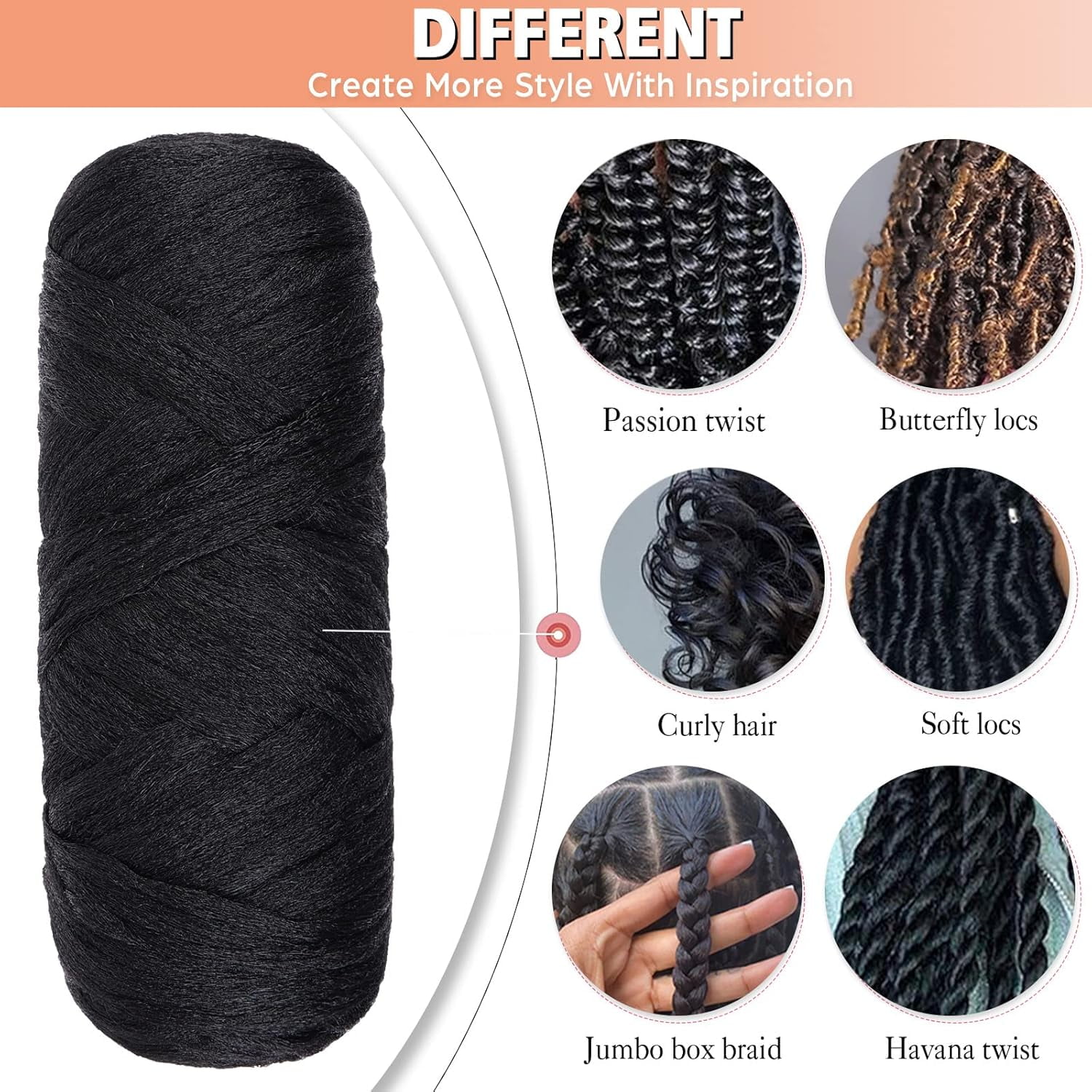 2/4/8 Rolls Brazilian Wool Hair for Braiding Acrylic Hand Knitting Wool Yarn for Soft Locs Crochet Hair Jumbo Braids Twist Braiding Hair Extensions