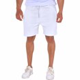 thumbnail image 2 of PEASKJP Men's Washed Out Short Casual Solid Drawstring Summer Beach Shorts,White L, 2 of 5