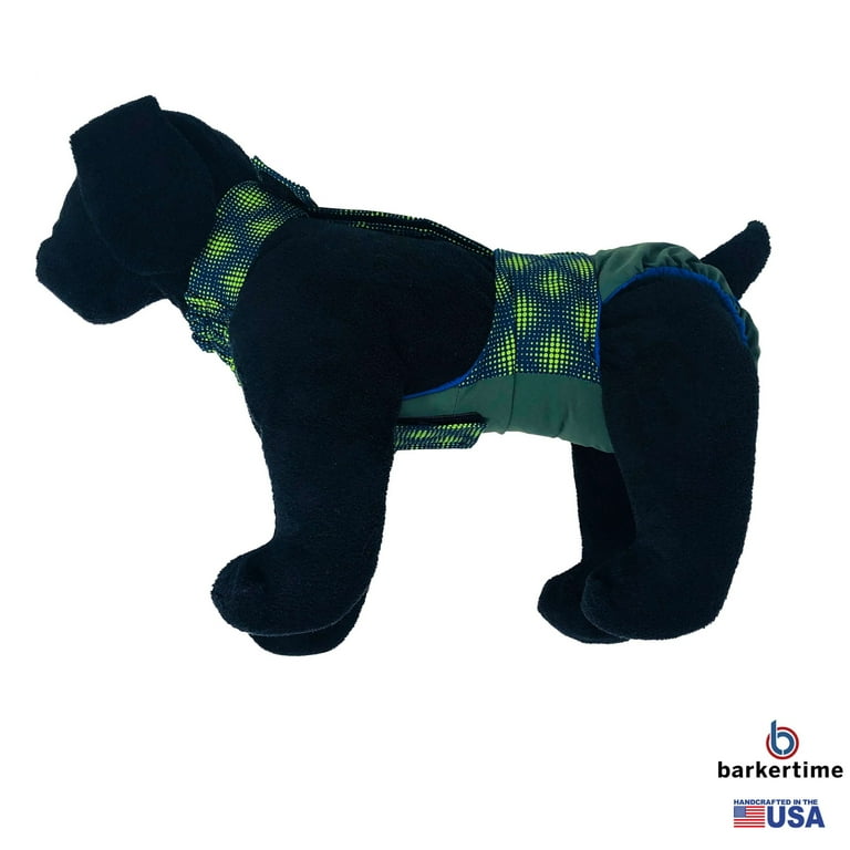 Barkertime Green Dots on Green Escape Proof Premium Waterproof Dog Diaper Overall Made in USA Walmart