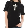 thumbnail image 3 of Big Size Cross Symbol Graphic Design Unisex Short Sleeve Cotton Jersey T-Shirt - Black 3XL, 3 of 4