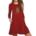 thumbnail image 1 of Robes d'Automne pour Femmes Col Rond Imprimé de Noël Robe à Manches Longues Décontractée Robe Mini Fluide de Vacances avec Poches, 1 of 5