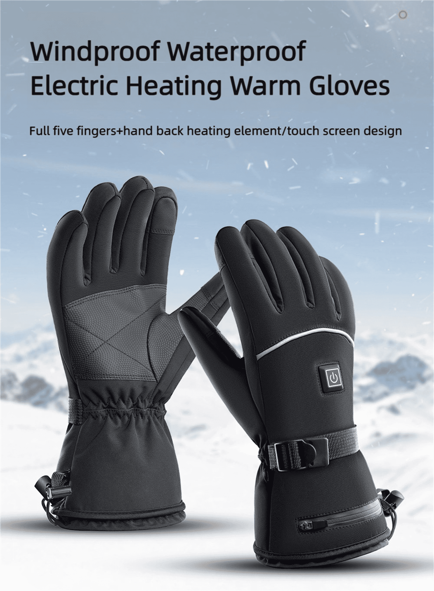 Heated Gloves for Men Women, Rechargeable Electric Heated Leather Skiing and Snowboarding Gloves