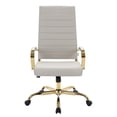 thumbnail image 3 of Silla de oficina moderna LeisureMod de piel color canela con respaldo alto y giratorio ajustable, 3 of 9
