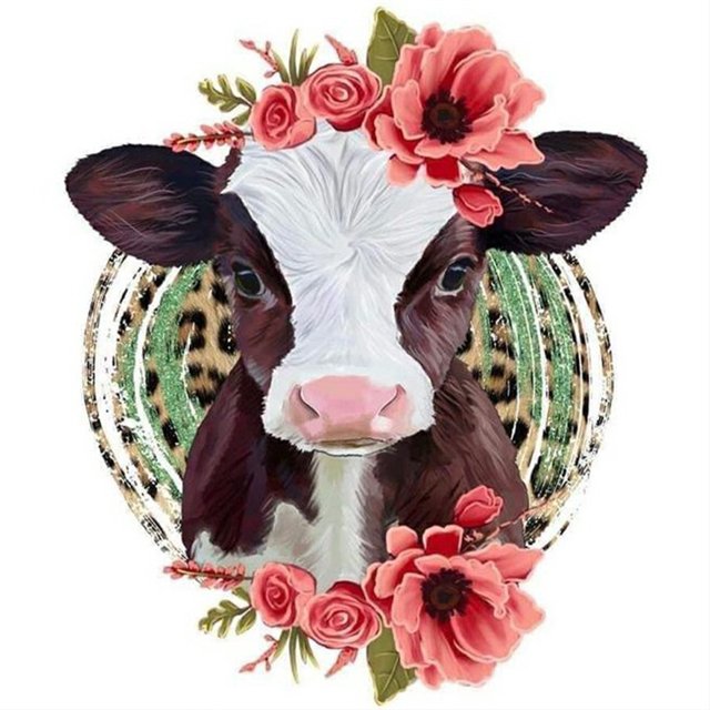 5D DIY Taladro Vacas Y Flores Kit 30x30cm
