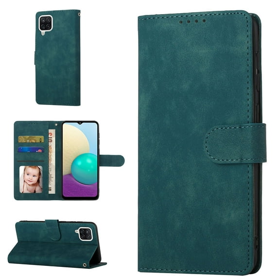 Samsung A12 Wallet Case, Luxury RFID Blocking Card Holder Slot, Stand Premium PU Leather & Soft TPU Back Shockproof Flip Folio Book Magnetic Cover For Samsung Galaxy A12, Blue