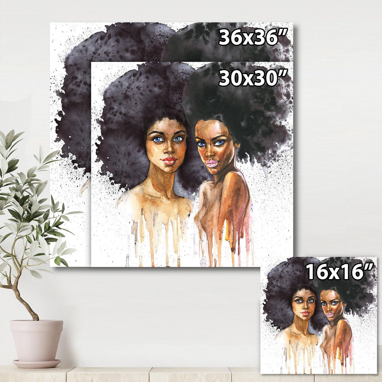 Designart Portrait of Two Afro American Women Canvas Wall Art