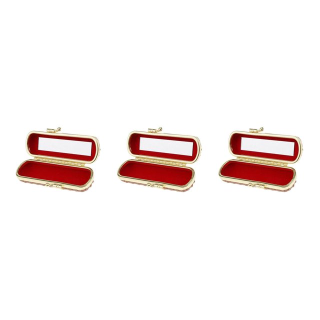 Wosthever Lápiz labial de cuero Estuche de brillo de labios Caja de almacenamiento Soporte de bálsamo con espejo Gris Type1