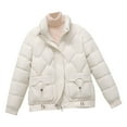 thumbnail image 4 of hoksml Women's Winter Short Down Jacket Stand Collar Zip Front Lightweight Puffer Coat with Pockets, 4 of 5