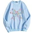 thumbnail image 1 of WEAIXIMIUNG Chandails en Molleton pour Femmes Fermeture Éclair Mode Décontractée Manches Longues Nœud Imprimé Col Rond Pull Chandail en Molleton, 1 of 3