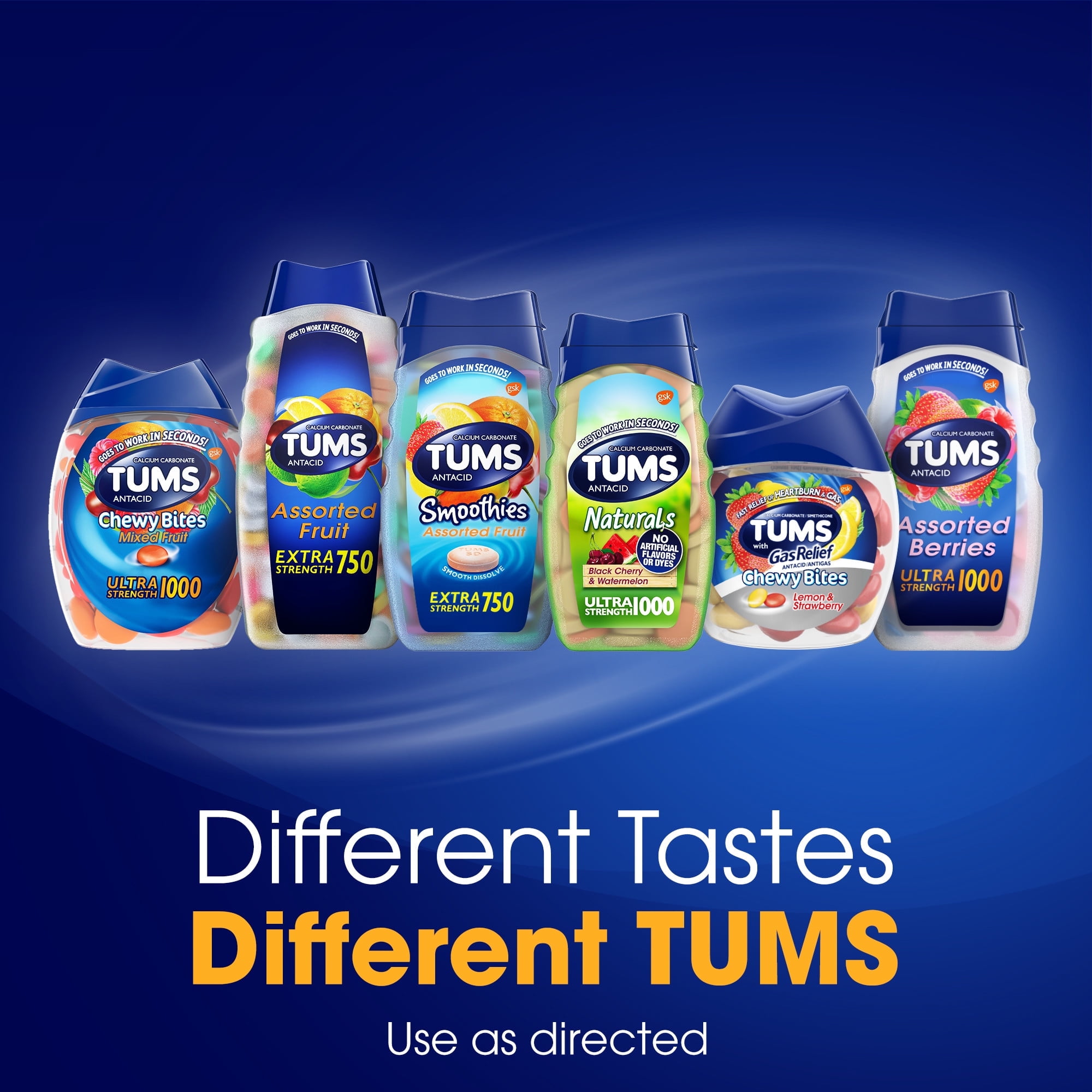Tums Extra Strength Heartburn Relief Chewable Antacid Tablets, Fruit, 96 Count