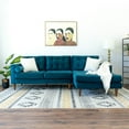 thumbnail image 3 of Whitney Mid Century Modern Tufted Teal Velvet Right-Facing Sectional Sofa, 3 of 5