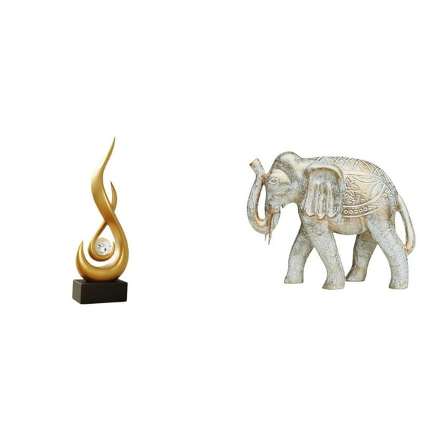Estatua Abstracta De Animal De Fuego, Adorno De Escritorio, Recuerdo Artesanal, Figura De Llama De Resina, Escultura De Arte Moderno, Figura Rústica De Elefante Tallada A Mano En Madera Para