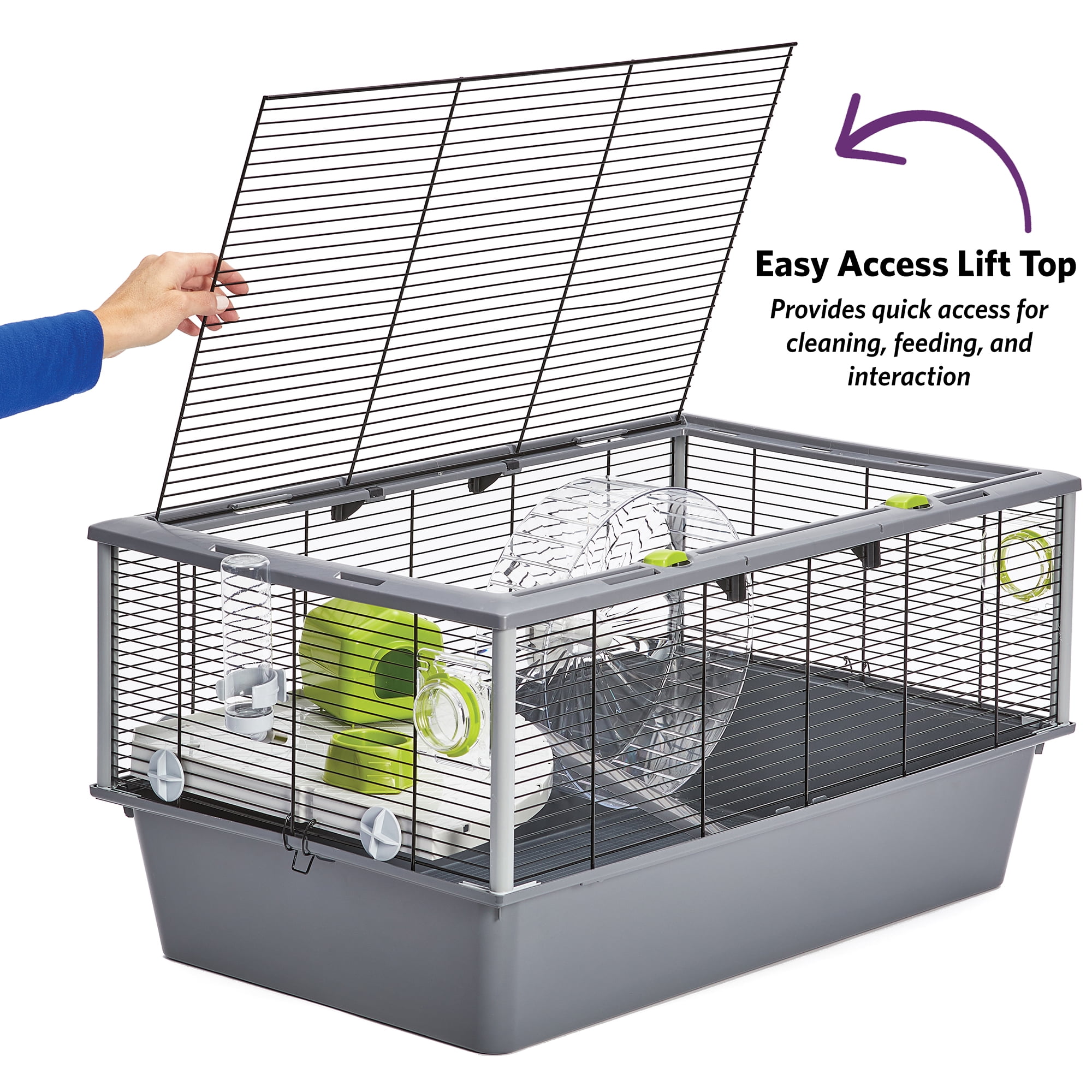 Hamster Nation Hamster Home, XXL Hamster Cage Measures 31.5L x 19.1W x 15.4H inches and provides for 417 Sq. inches of Floorspace, Includes Accessories