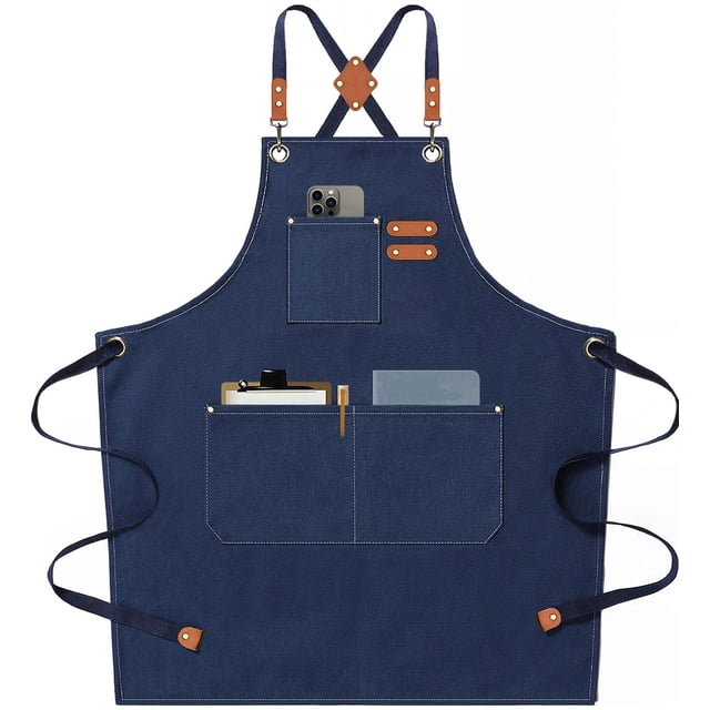 Delantal de lona Apron AFUN Chef para hombre y mujer, color azul oscuro