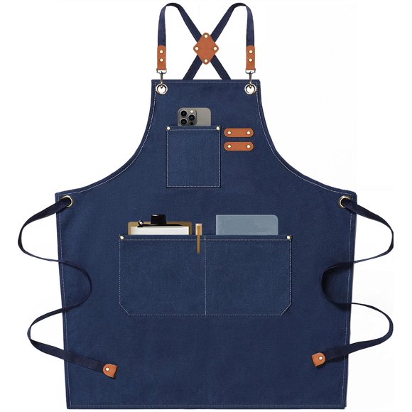 Delantal de lona Apron AFUN Chef para hombre y mujer, color azul oscuro