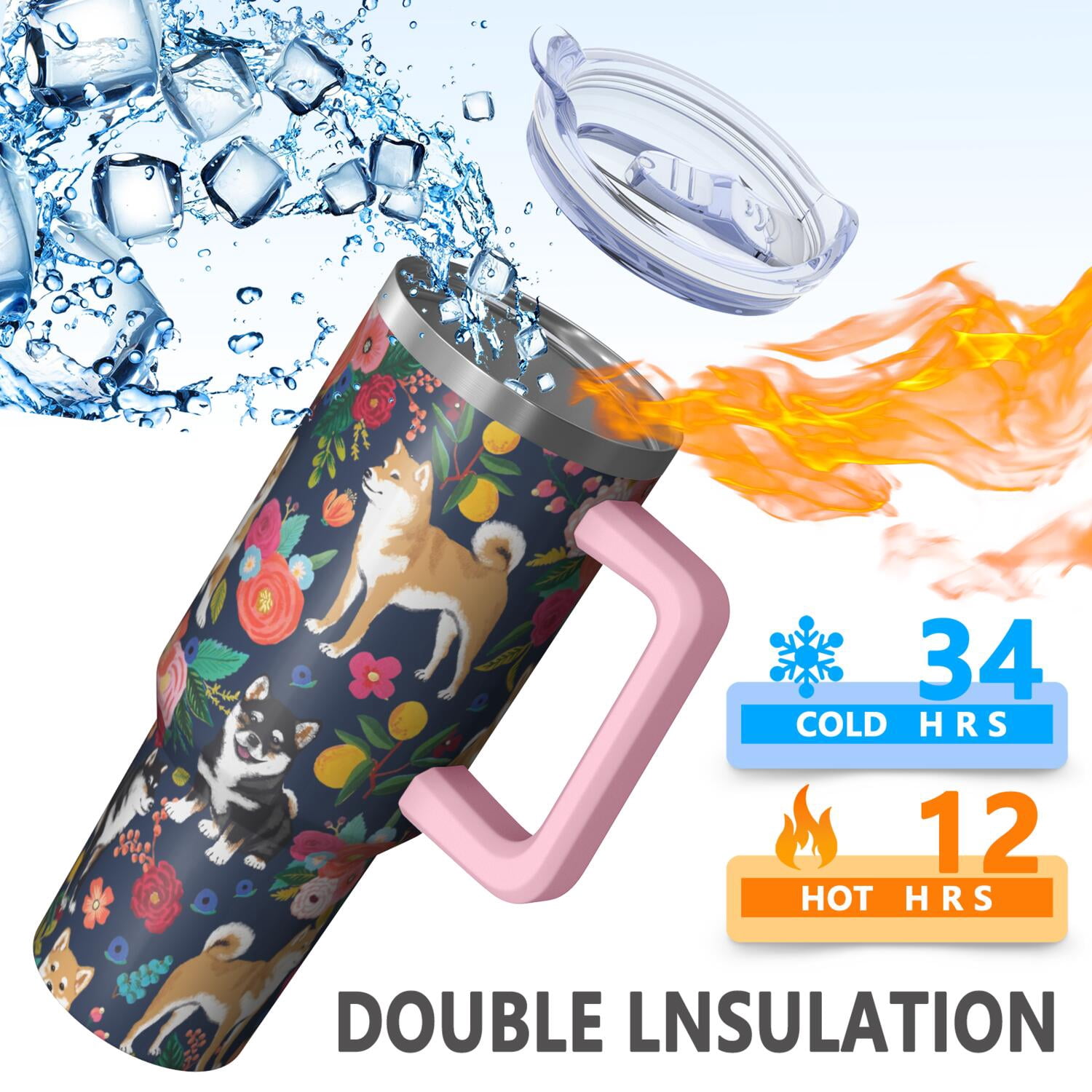 Dog 40oz Tumbler with Handle Straw Teacher Gifts for Dog Educators 40 oz Dog Theme Tumbler Spill Proof Lid Double Insulated Travel Must Haves