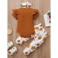 thumbnail image 4 of Dooleck Baby Clothes Ribbed Bodysuit Jogger Pants Female Infant Outfit Sleepwear, 4 of 6