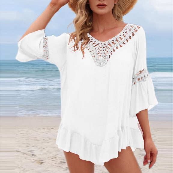 qelini Beach Cover up for Women Long Sleeve Cardigan Cover Up Solid Color Cover Up Tunic Summer Beach Vocation