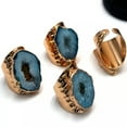 thumbnail image 5 of HOOUN 1PC Natural Raw Agate Geode Ring Stone Gold Plated Irregular Adjustable Open NEW-Gray, 5 of 5