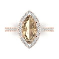 thumbnail image 2 of 2.38ct marquise cut yellow moissanite 14k rose gold halo Bridal Wedding Engagement Promise Anniversary Ring for Women size 8.25, 2 of 7
